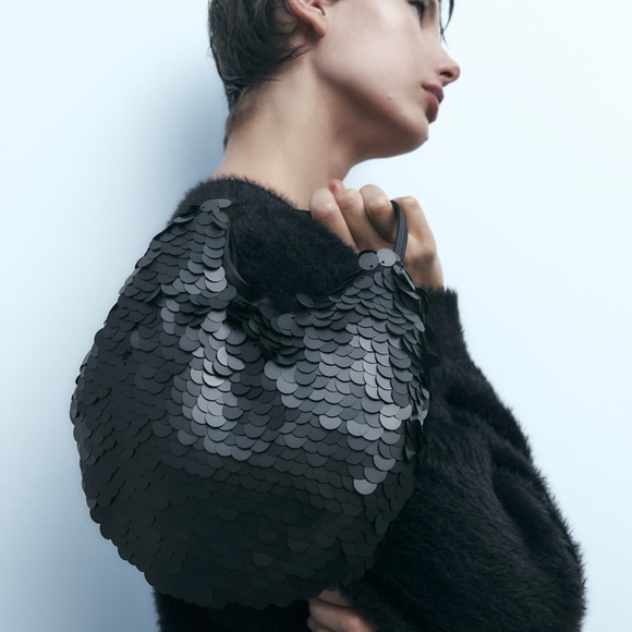 ZARA SEQUIN MINI BUCKET BAG - Picture 5 of 9